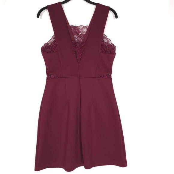 asos Women’s Dress Mini Lace A-Line Fit & Flare Sleeveless Lined Burgundy Size 8 - Picture 2 of 10